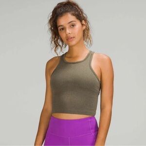 Lululemon Ebb to Street Racerback Tank Ribbed Crop Top - Carob Brown 6